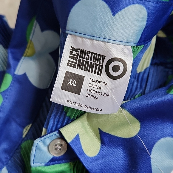New NWT Sammy B X Target Floral Blue Green Ribbed Button Down Shirt XXL 2X - Picture 4 of 5